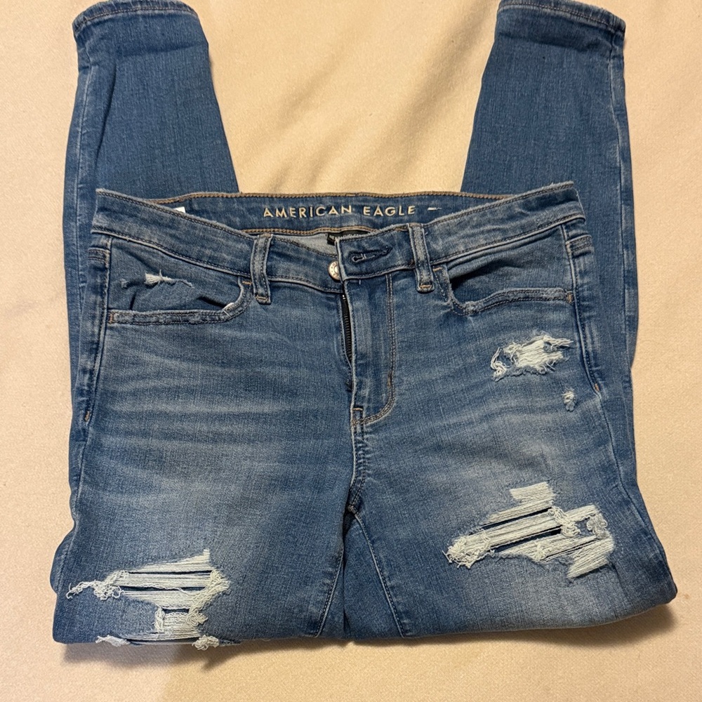 American Eagle Outfitters Women's Ripped Blue Skinny Jeans